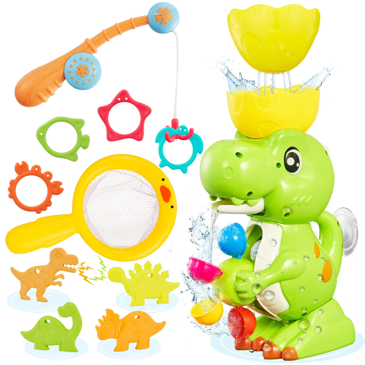 EKU EASYKU dinosaur waterfall bath toy with flowing water and playful sound for bath time