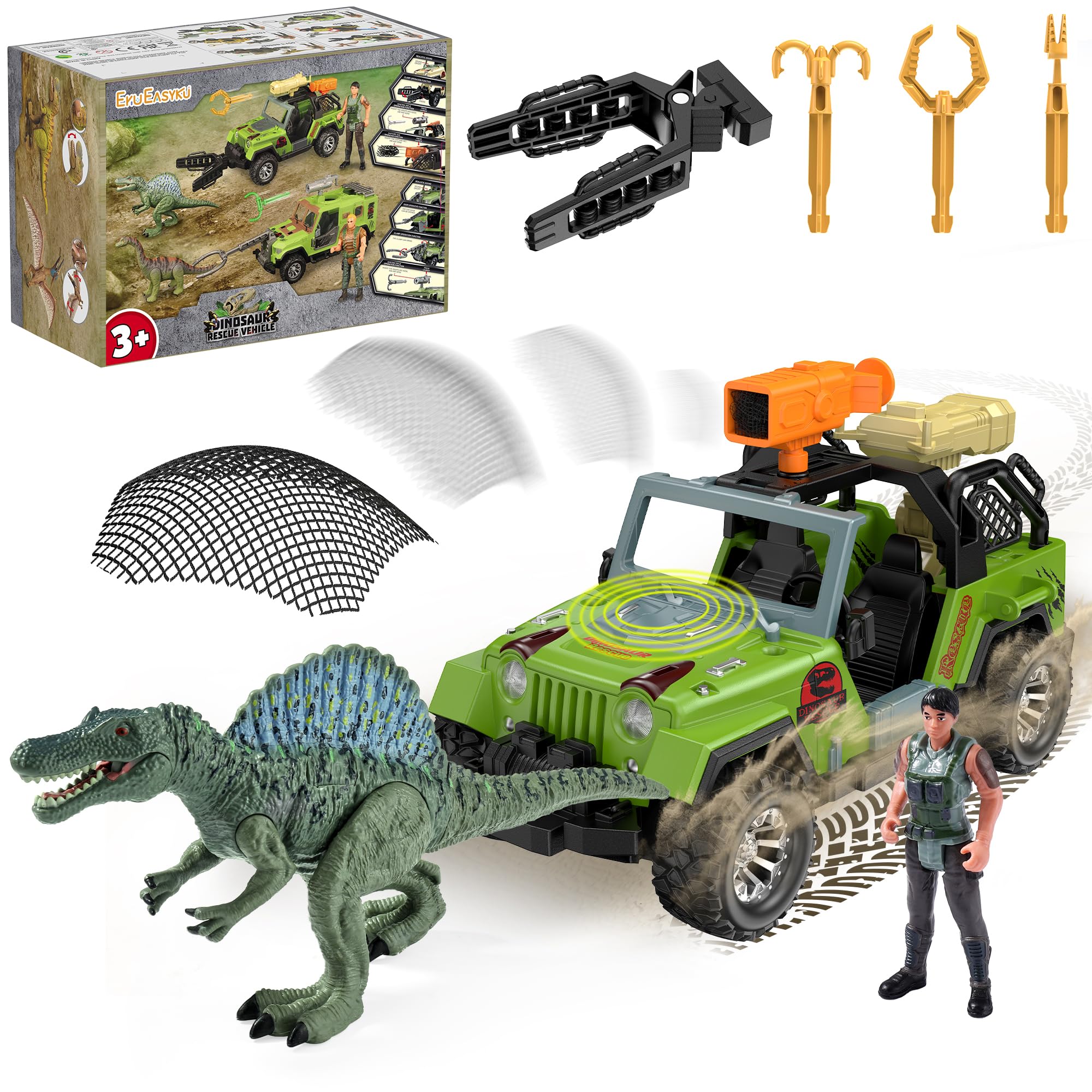 EKU Easyku dinosaur park truck with 10 sounds sparks imaginative pretend play.