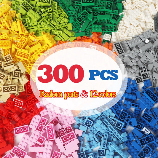 Ekuzi 300pcs bricks in random colors for creative building sessions.