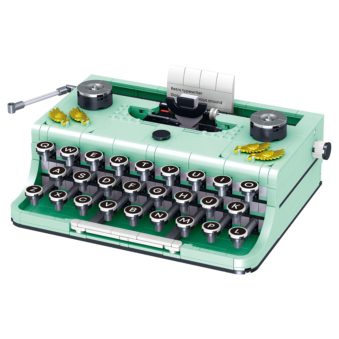 ELAICREE Ideas retro typewriter building set front view, a nostalgic desk companion.