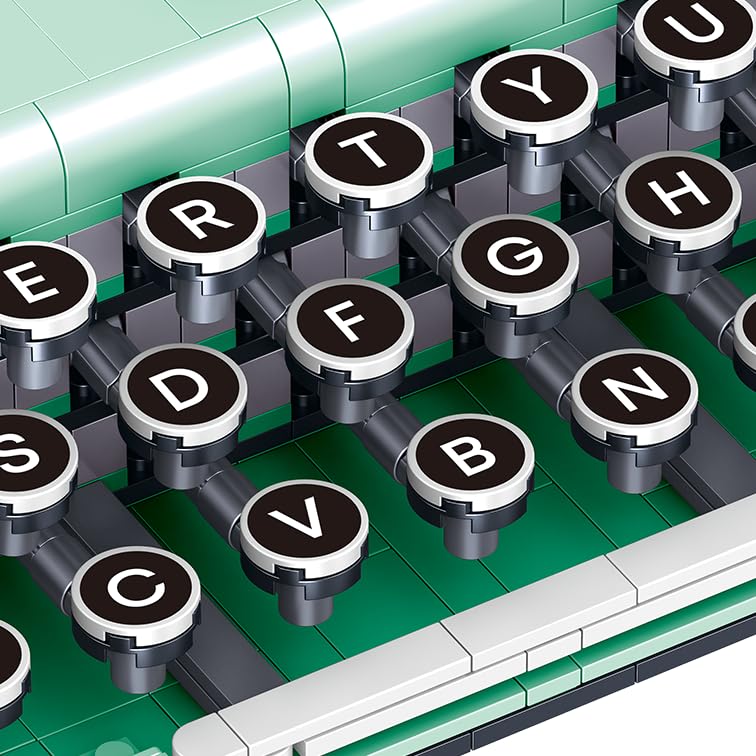 ELAICREE Ideas retro typewriter building set close-up parts, highlighting attention to detail.