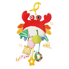 ElapseGlow crab baby toy showing clip-on design for stroller and car seat use.