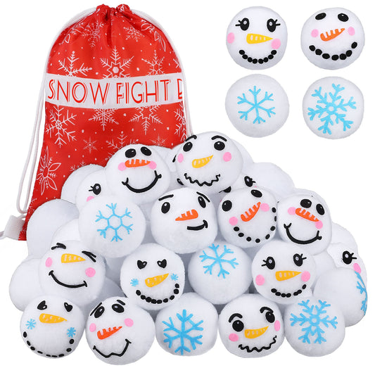Elcoho 24-pack plush snow balls ideal for safe indoor play.