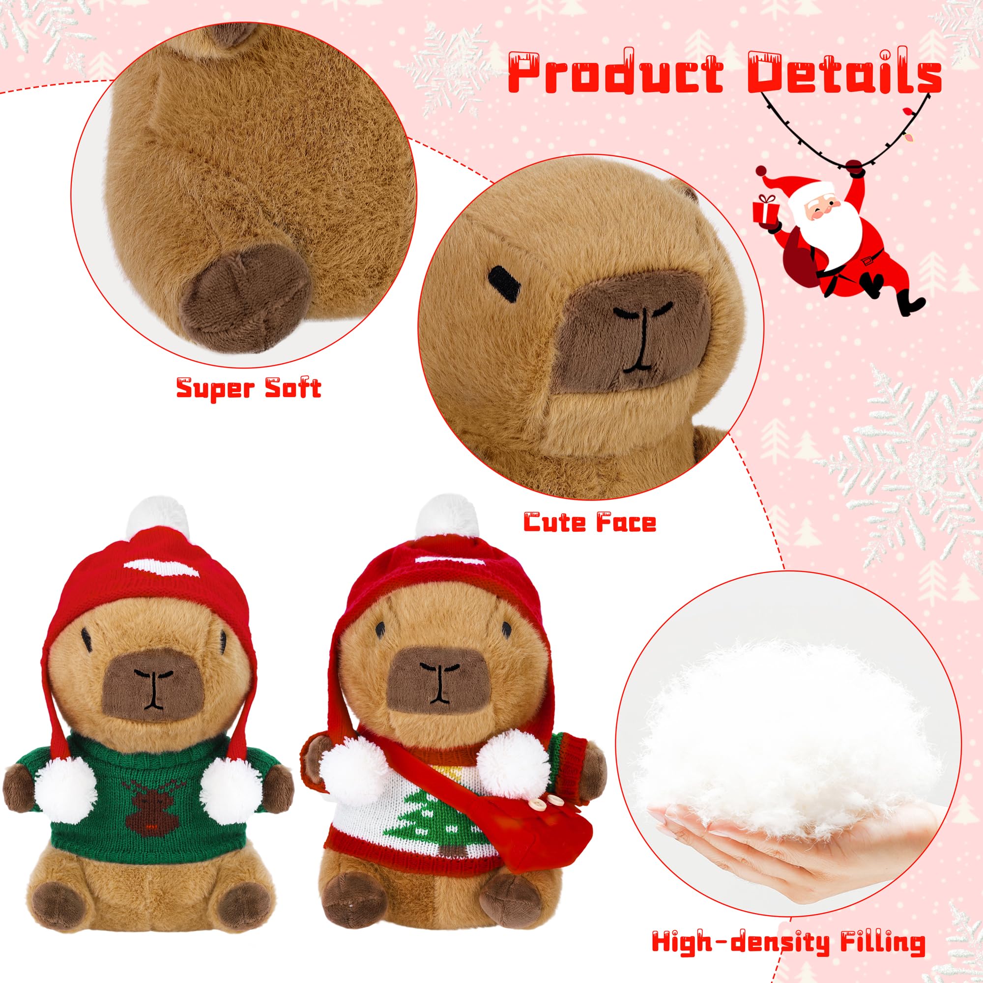 Elcoho capybara plush in Christmas sweaters for cozy decor