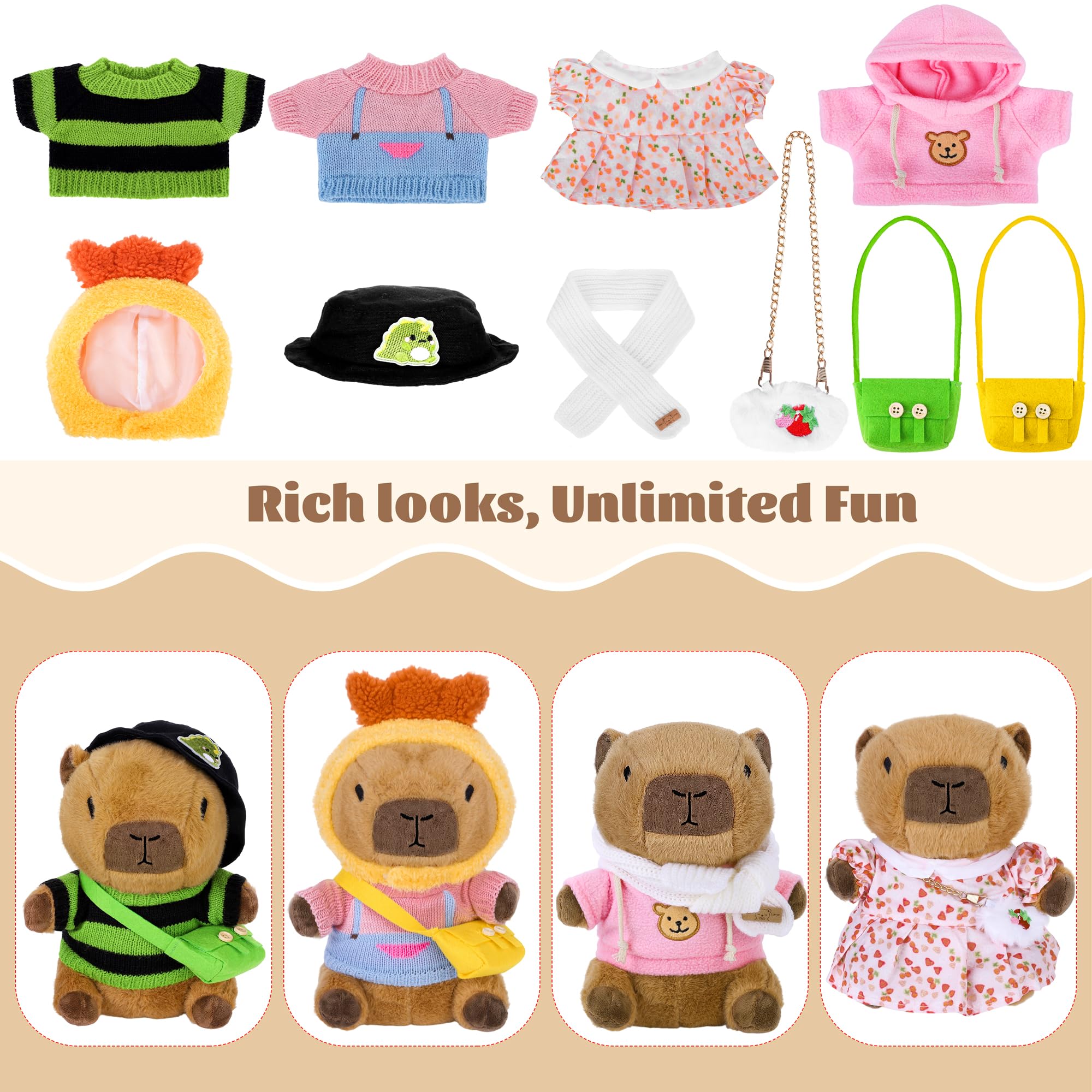 Elcoho capybara plush scarf adds cozy detail for cooler days.