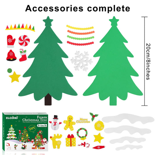 Elcoho DIY foam Christmas tree stickers assortment closeup enables creative decoration ideas.