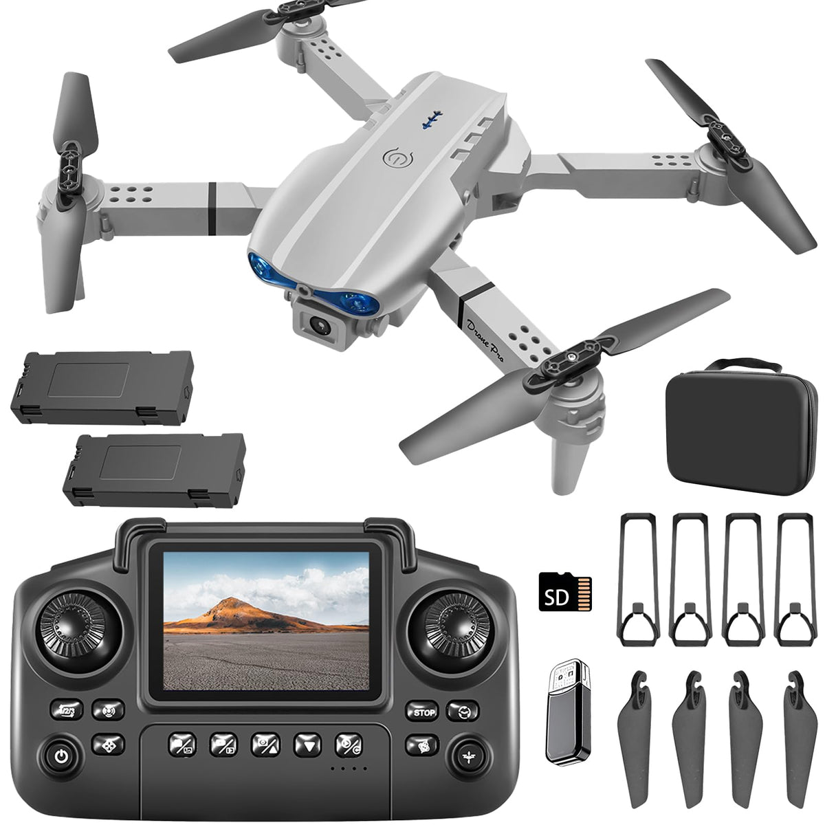 Elecci E99 drone with screen controller for real time video during flights.