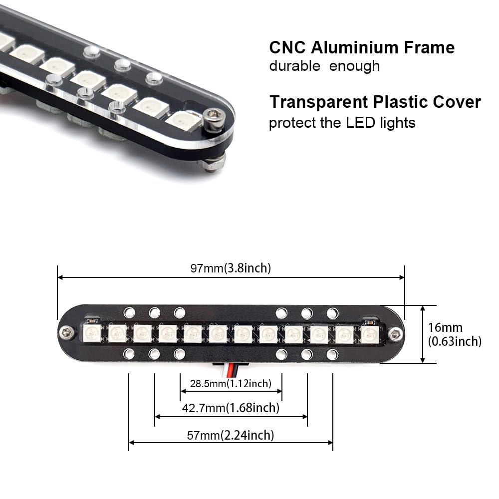 elechawk durable aluminum frame protects the light bars on rugged RC use