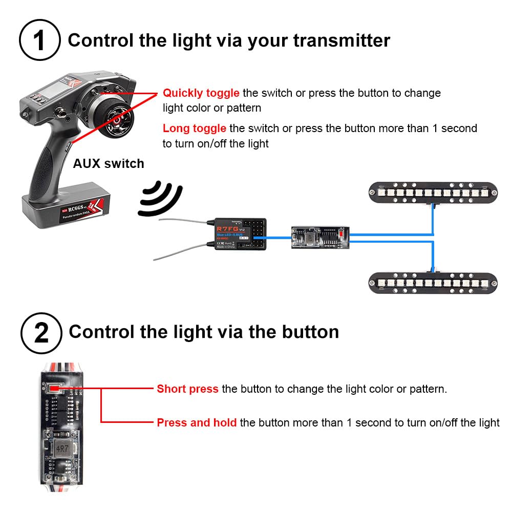 elechawk RC LED bumper light adds front and rear lighting for realism