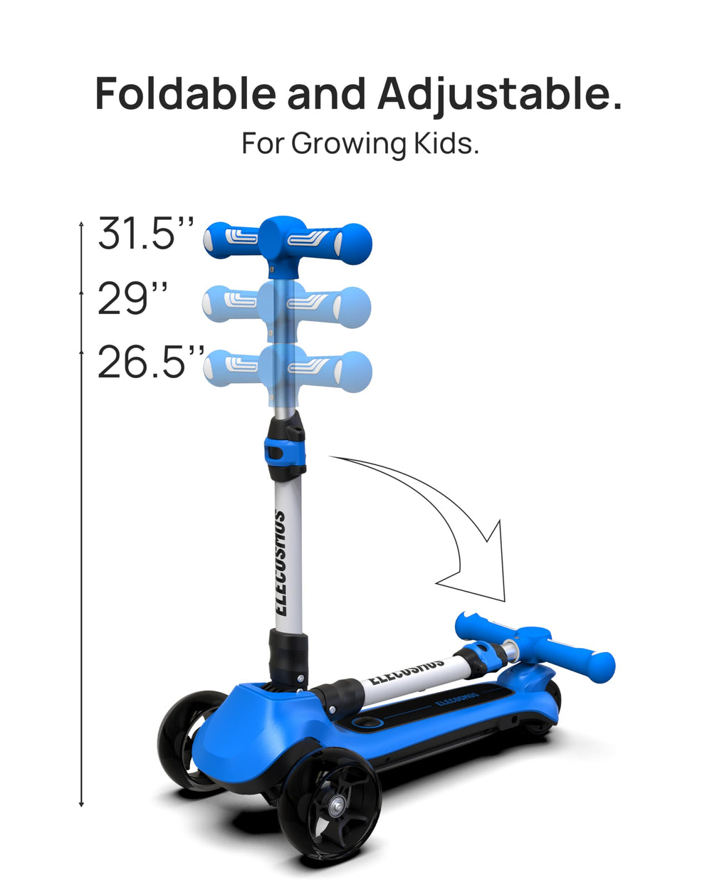 KS20 mini, light-up wheels in action on ELECOSMOS scooter.