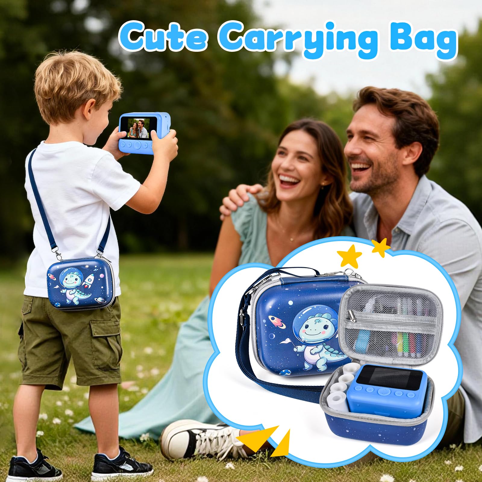 Colorful blue design appeals to kids and parents