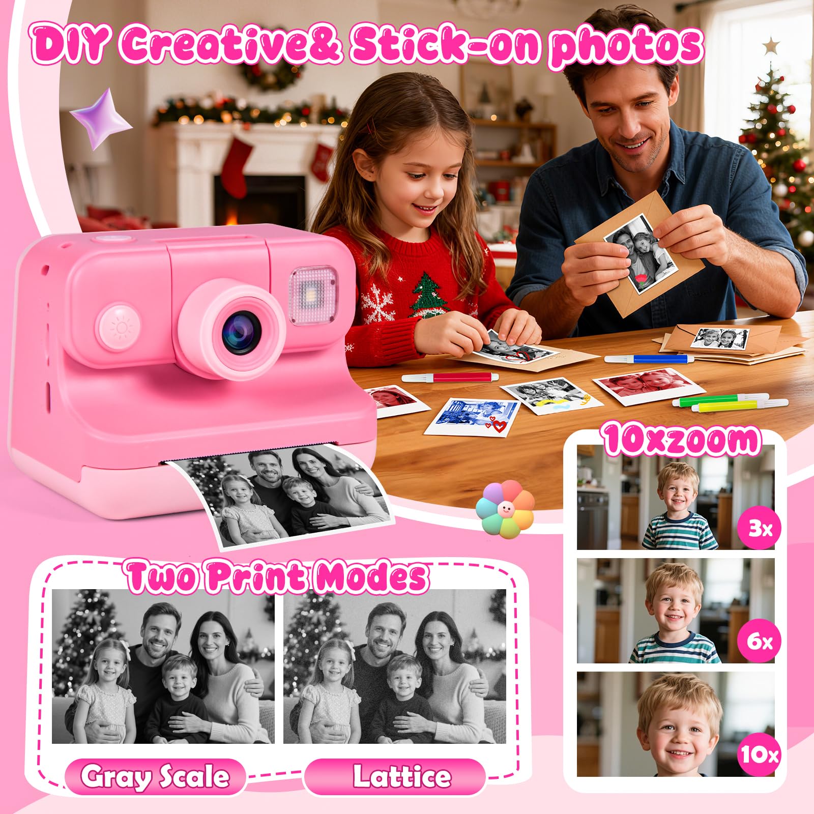 Elecoutek four paper rolls with sticker roll, adds sticker art to photos.