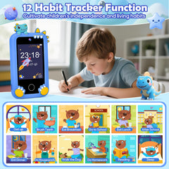 Elecoutek Kids Phone blue dinosaur silicone case protects little hands