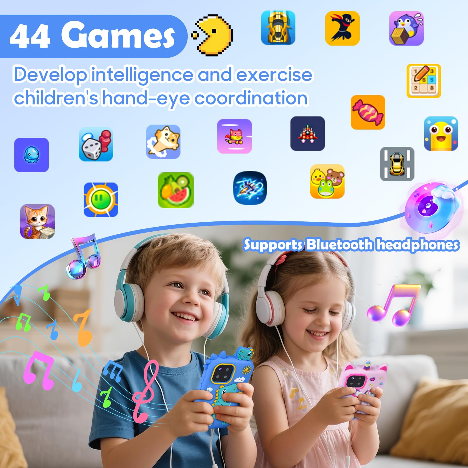 Elecoutek Kids Phone blue included accessories: lanyard, case, screen protectors, pouch