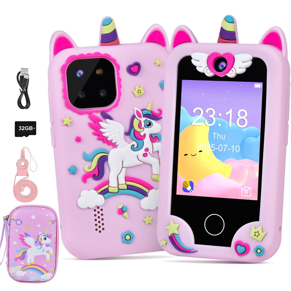 Elecoutek Unicorn Phone front view for kid-friendly learning.