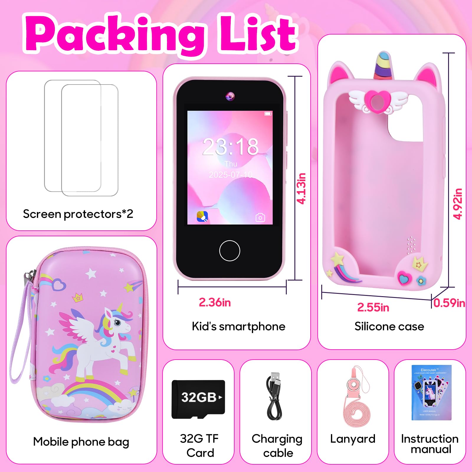 Elecoutek Unicorn Phone in use by a child during playtime and learning.