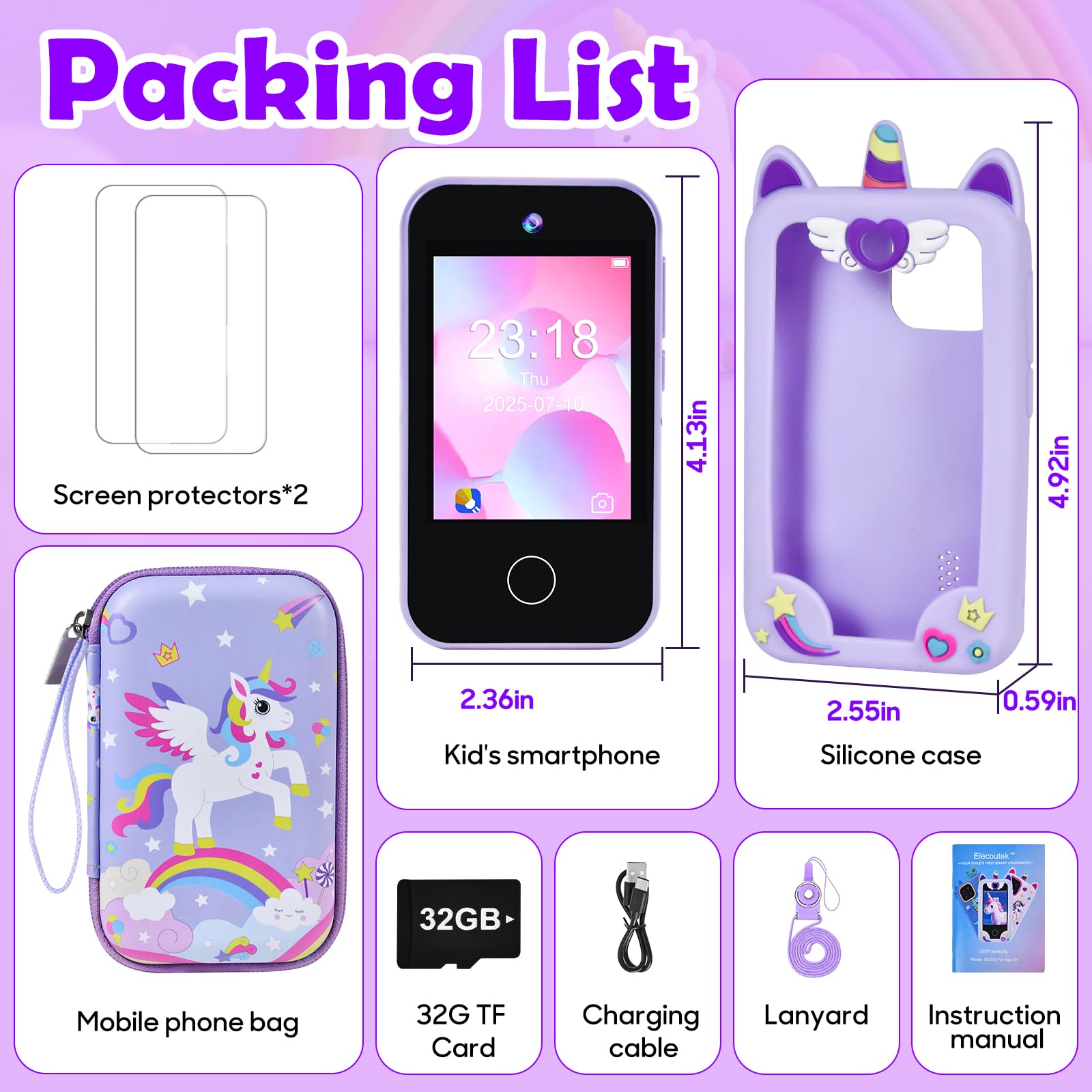 Elecoutek Unicorn Phone screen protectors guard the display during adventures.