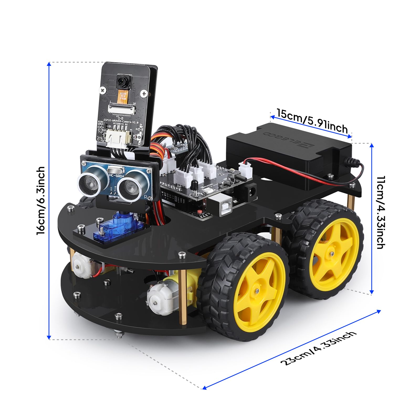 ELEGOO UNO R3 Smart Robot Car side view showing compact modular design