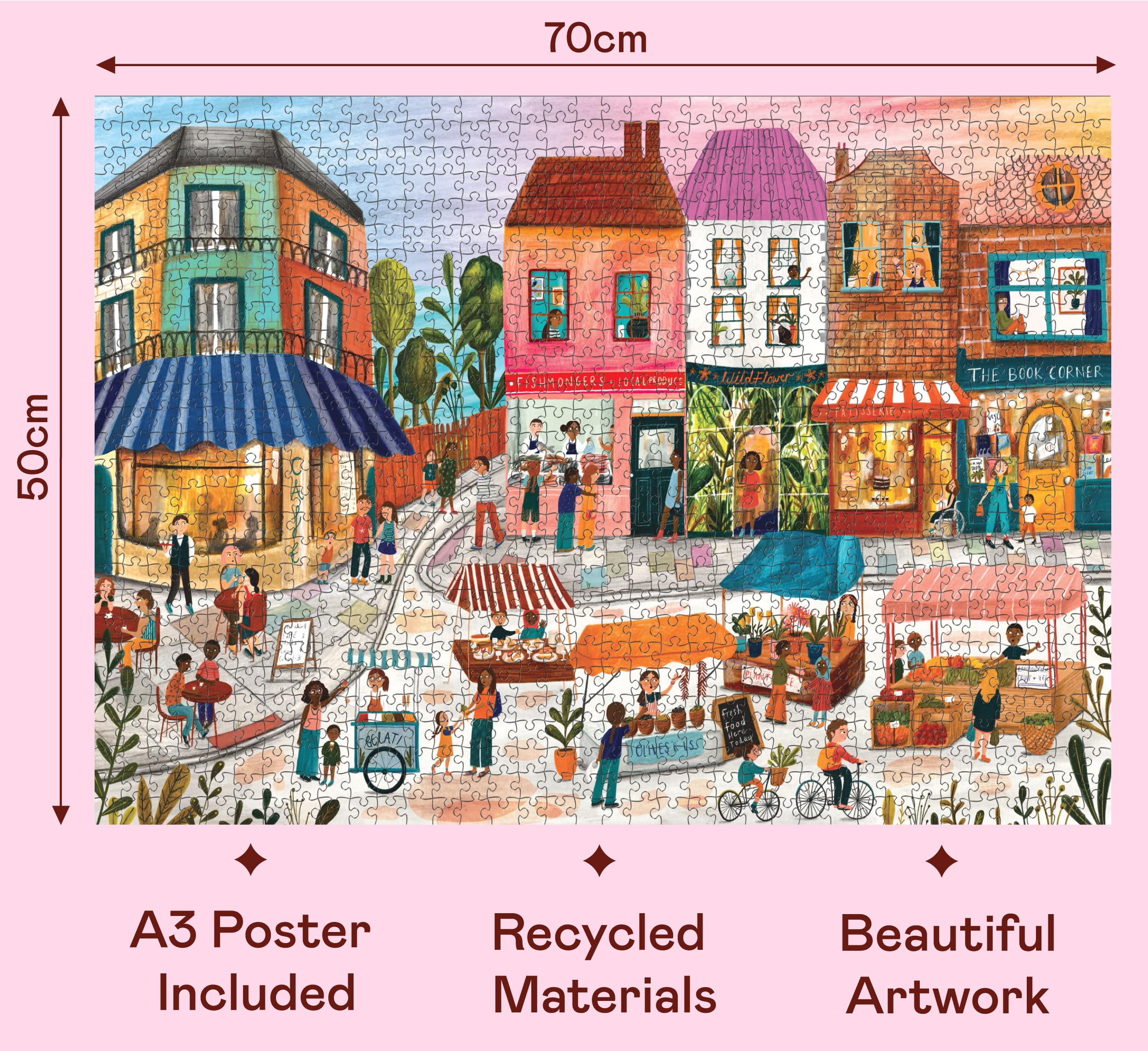 Elena Essex Market Day picture puzzle highlights vibrant market stalls for calm evenings.