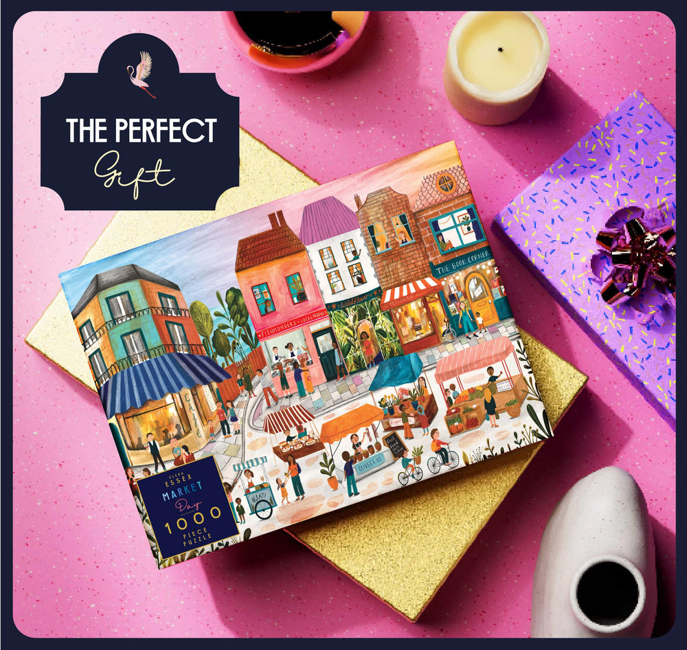 Elena Essex Market Day 1000-piece puzzle captures a lively summer market scene.
