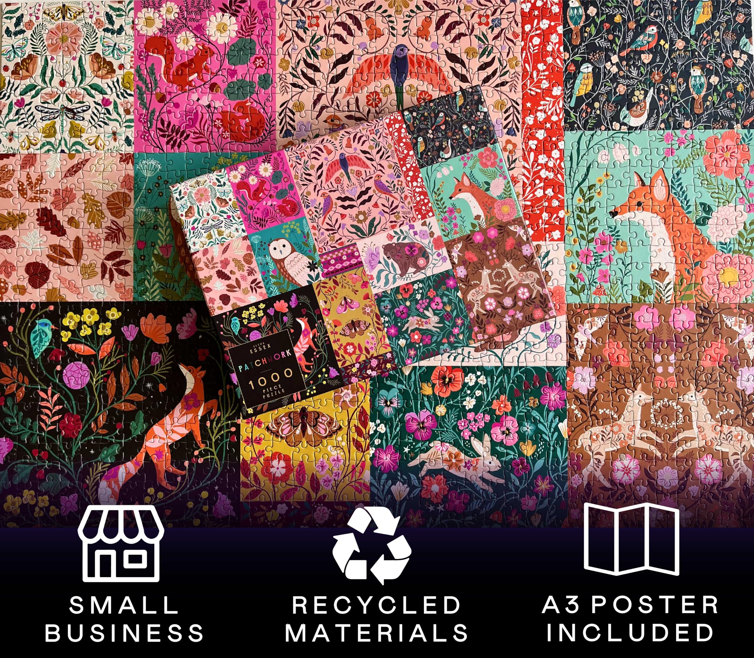 Elena Essex Patchwork puzzle matte finish reduces glare for comfortable viewing