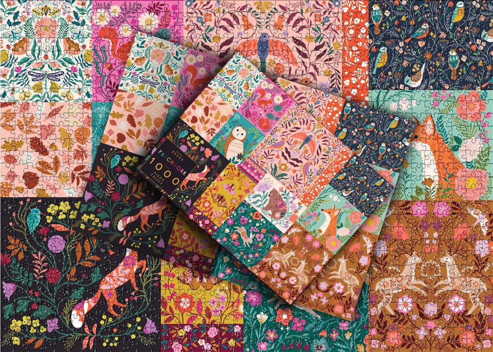 Elena Essex Patchwork puzzle on a table ready for assembly