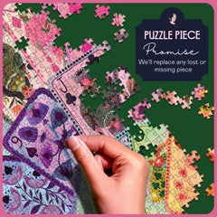 Closeup of Elena Essex puzzle pieces showing precision cuts