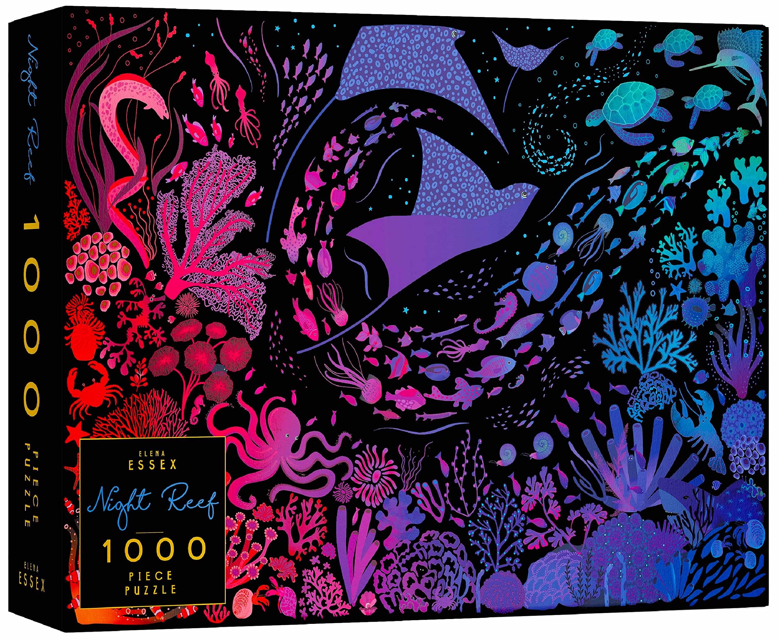 Elena Essex Night Reef 1000-piece puzzle, detailed night ocean scene for thoughtful solo assembly.