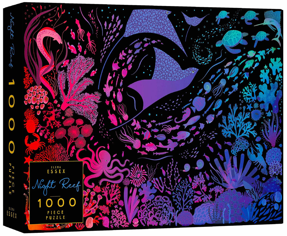 Elena Essex Night Reef 1000-piece puzzle, detailed night ocean scene for thoughtful solo assembly.