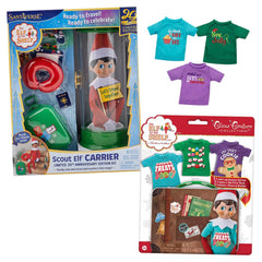 The Elf on the Shelf 20th Anniversary Carrier provides stylish elf transport.