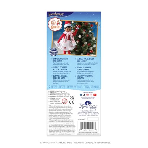 The Elf on the Shelf Claus Couture scarf in red and white enhances festive photos