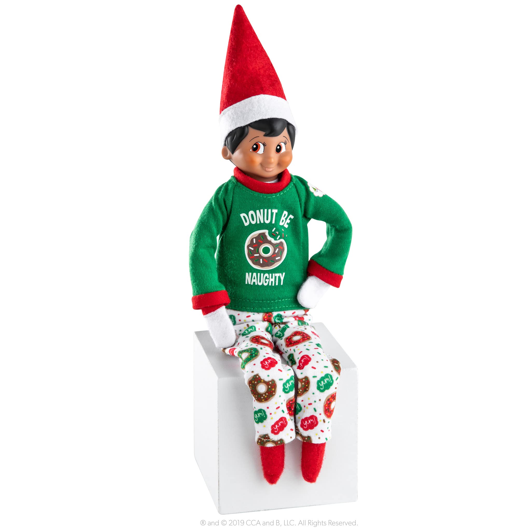 Elf on the Shelf donut-bottoms add festive color and comfortable sleepwear for winter nights.