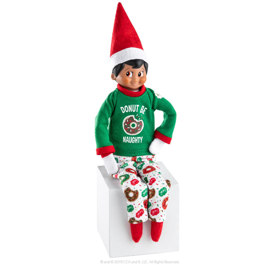 Elf on the Shelf donut-bottoms add festive color and comfortable sleepwear for winter nights.