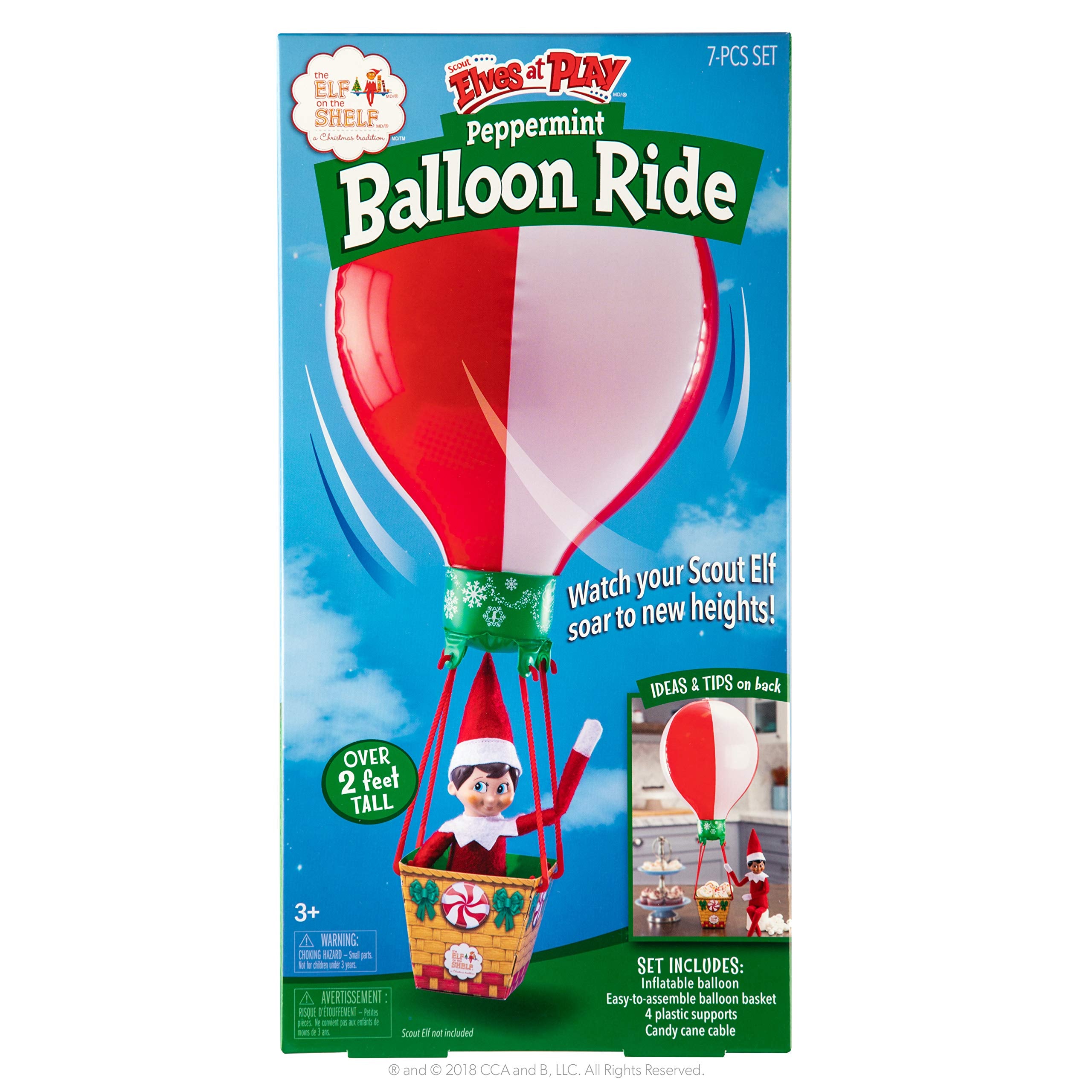 The Elf on the Shelf Peppermint Balloon Ride balloon display for festive elf returns