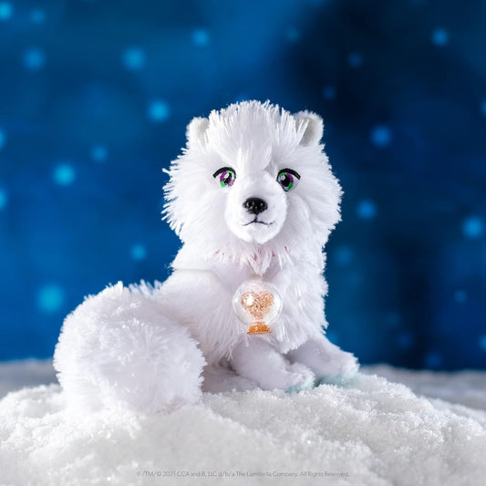 Elf Pets Arctic Fox cub plush provides a comforting storytelling companion during bedtime