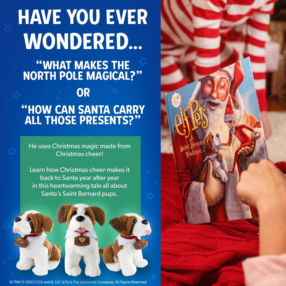 Elf Pets: A Saint Bernard Tradition cuddle companion for family reading time.