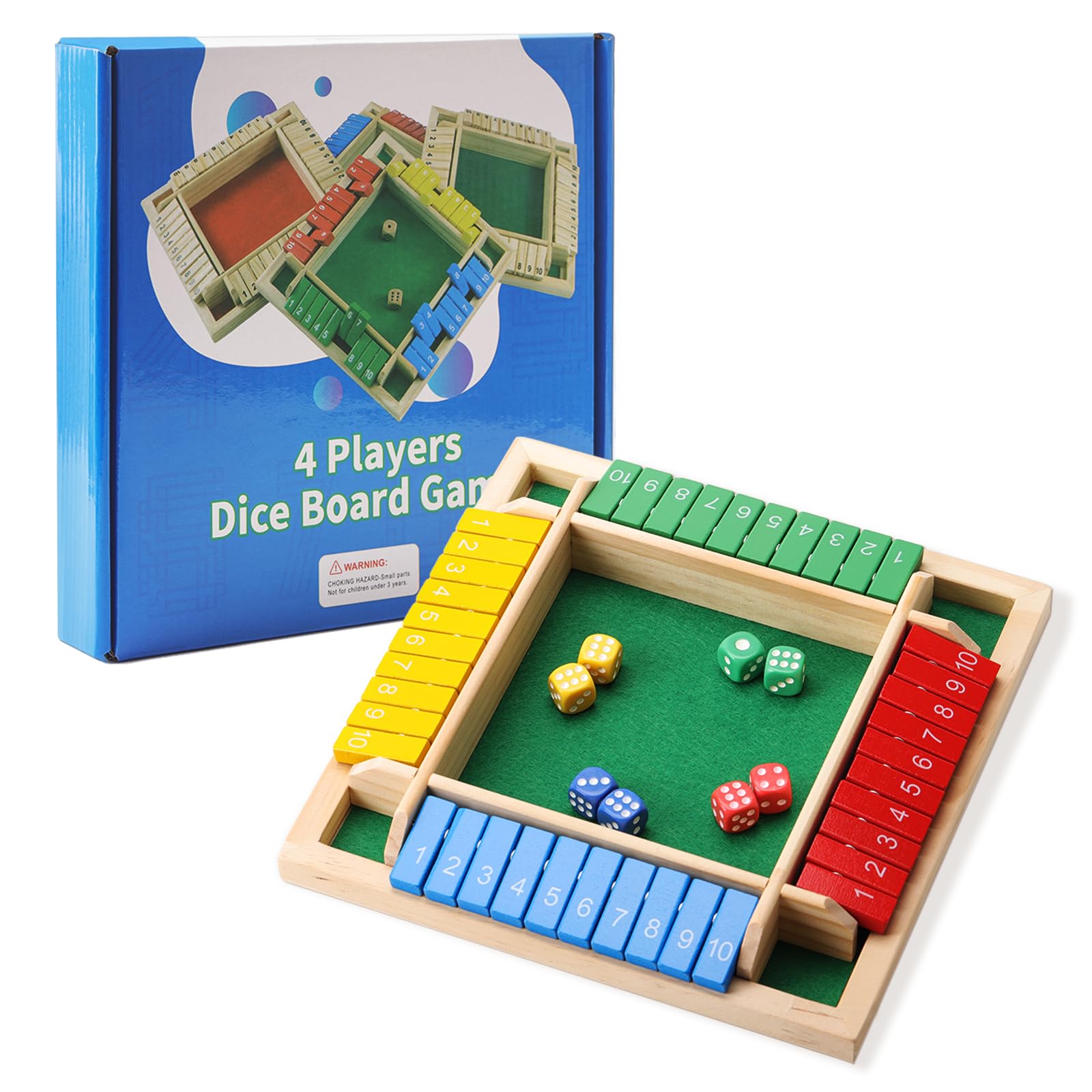 Elfclove Shut The Box: wooden 8-dice setup for cozy family play