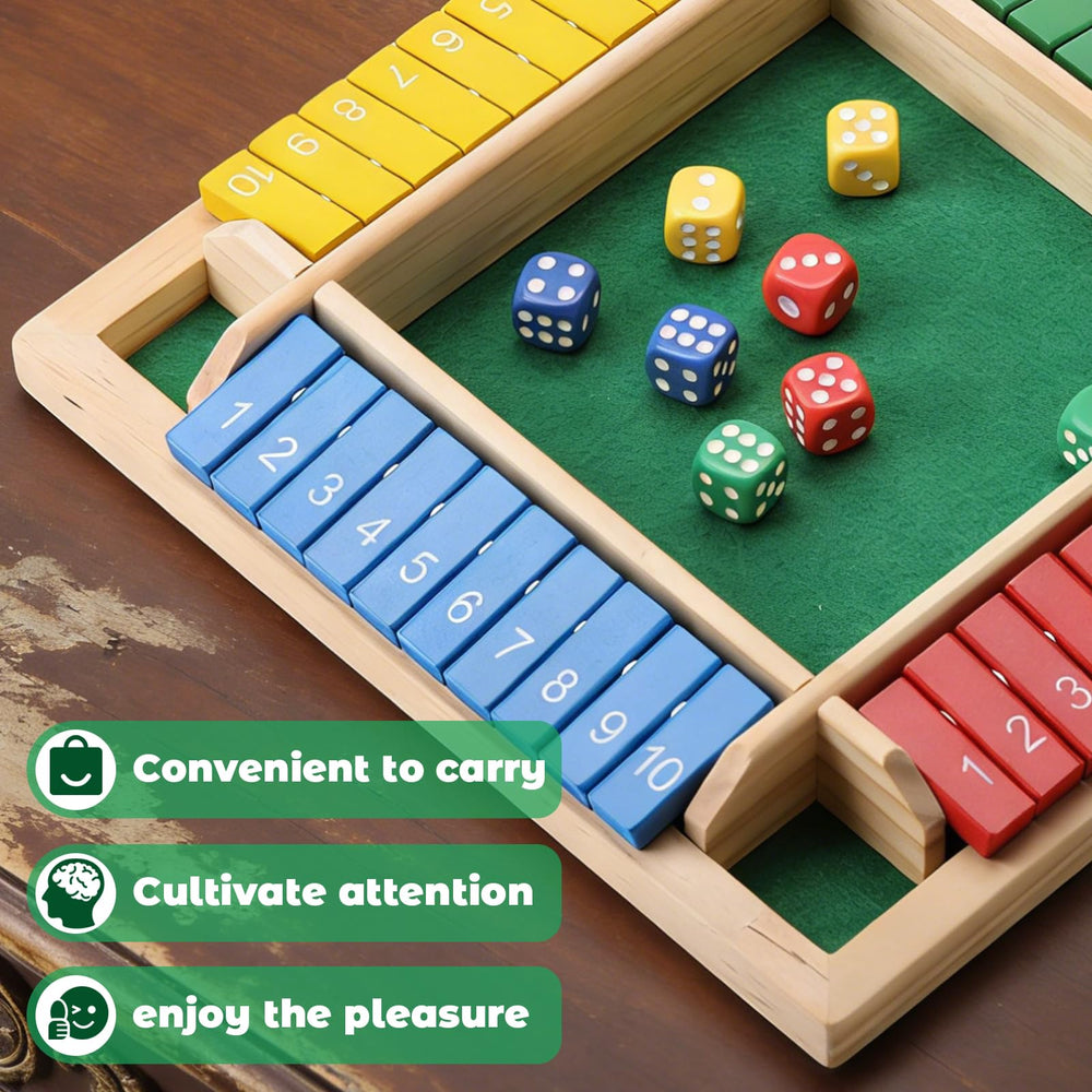 Elfclove Shut The Box: vibrant colors and compact size for gatherings
