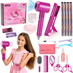 Elfcool hair salon playset blow dryer with interchangeable mouthpieces for imaginative styling