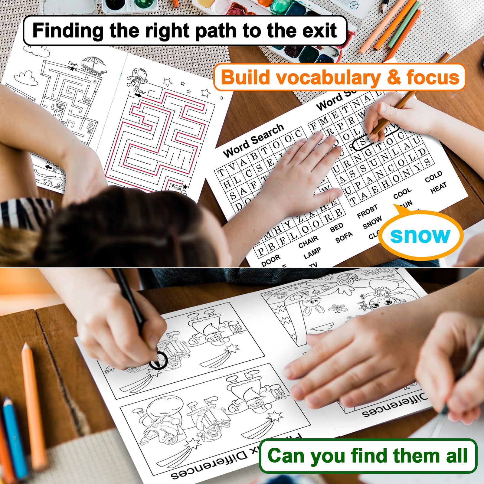 Elfew 20-Pack spread of puzzles, diverse activities to challenge young minds