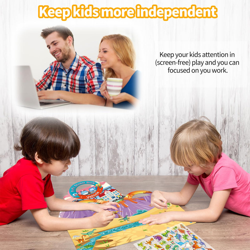 Elfew Dinosaurs theme 3D sticker book sparks curiosity with colorful interactive scenes.