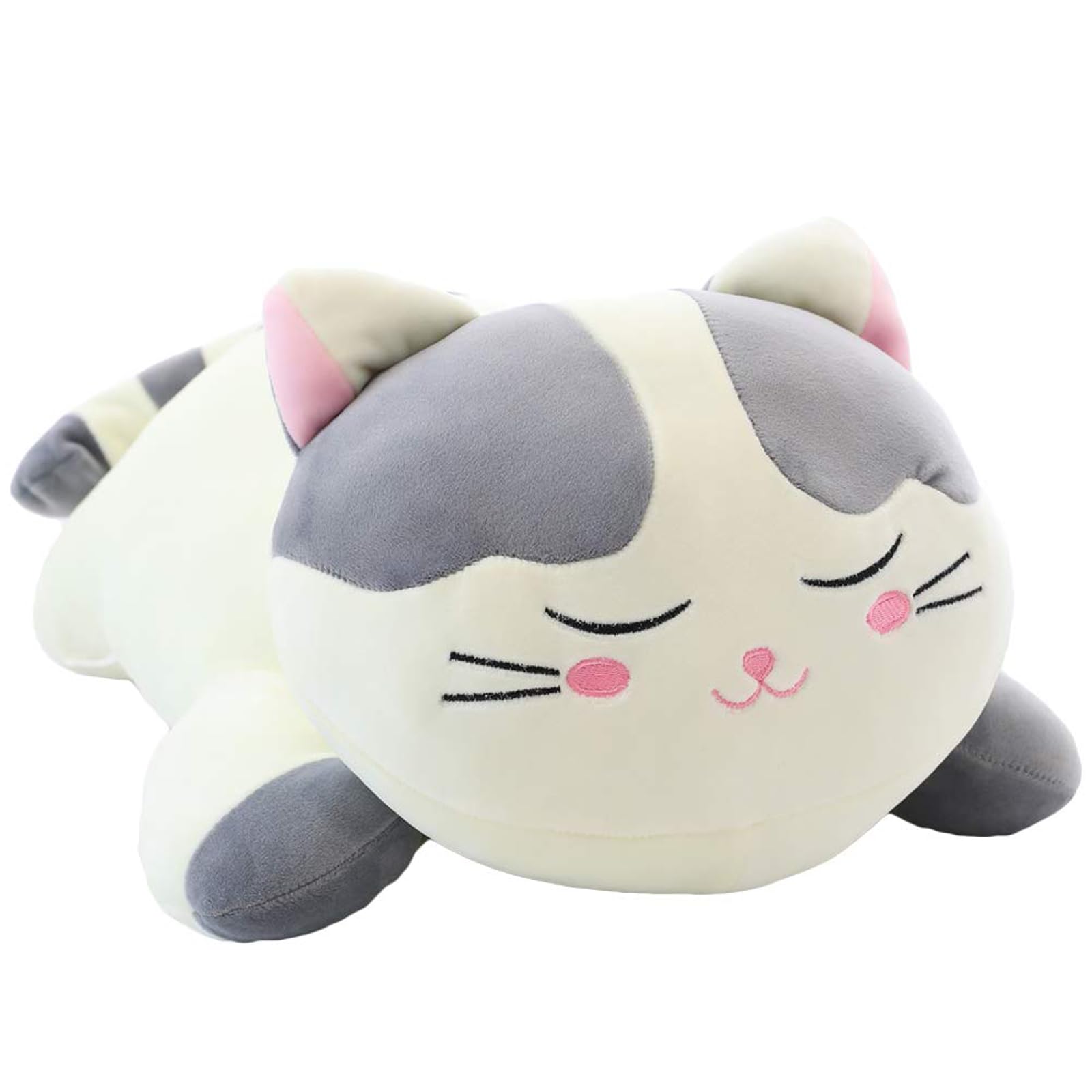 Elfishgo cat big plush hug pillow gray ideal for cozy naps and cuddles.