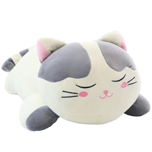 Elfishgo cat big plush hug pillow gray ideal for cozy naps and cuddles.