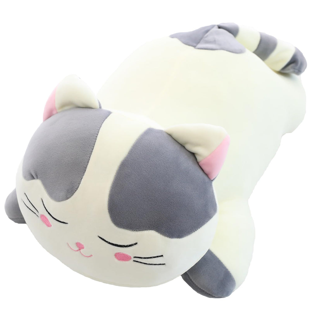 Elfishgo child-friendly 55cm gray cat plush pillow for safe hugging.