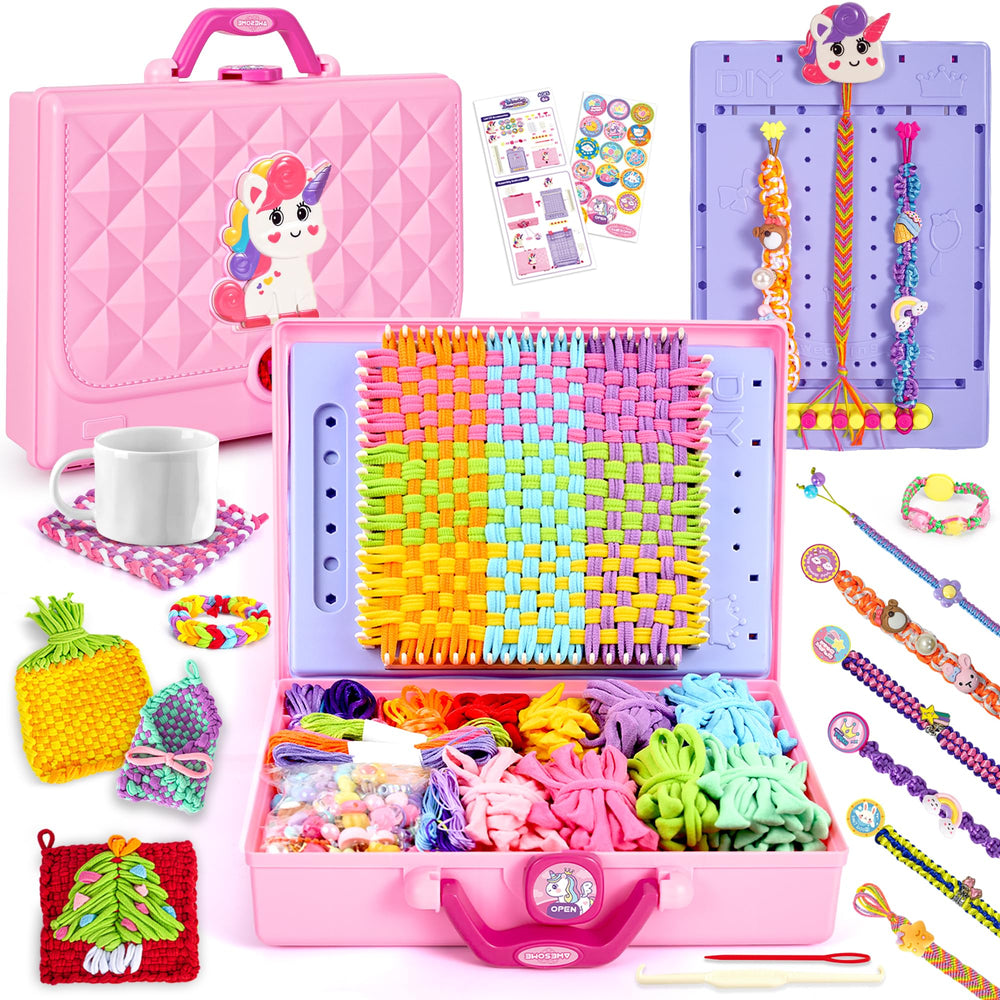 ELFJOY unicorn knitting machine for kids enables creative bracelet projects.