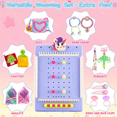 ELFJOY colorful weaving loom with strings for beginner weaving projects.