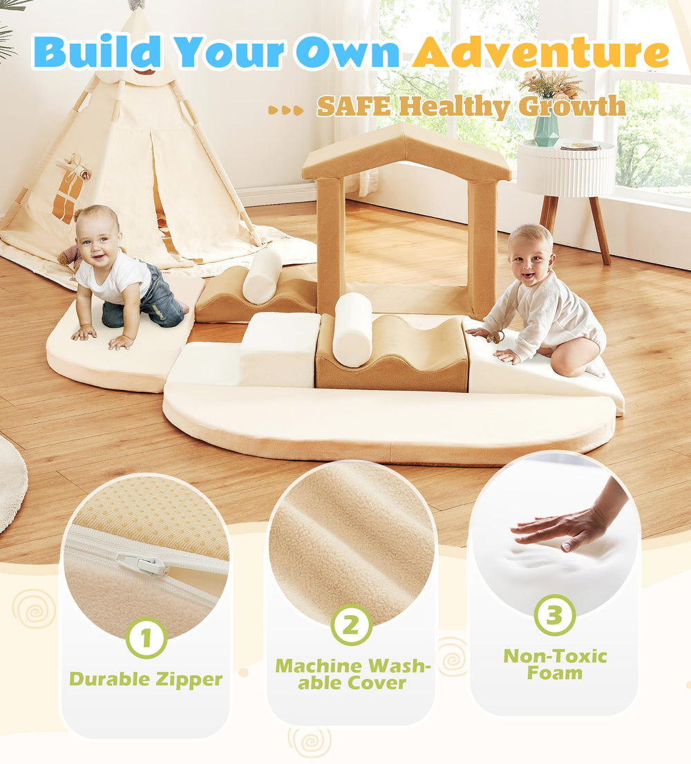 Elftopia interlocking cylinders allow versatile configurations for creative climber setups