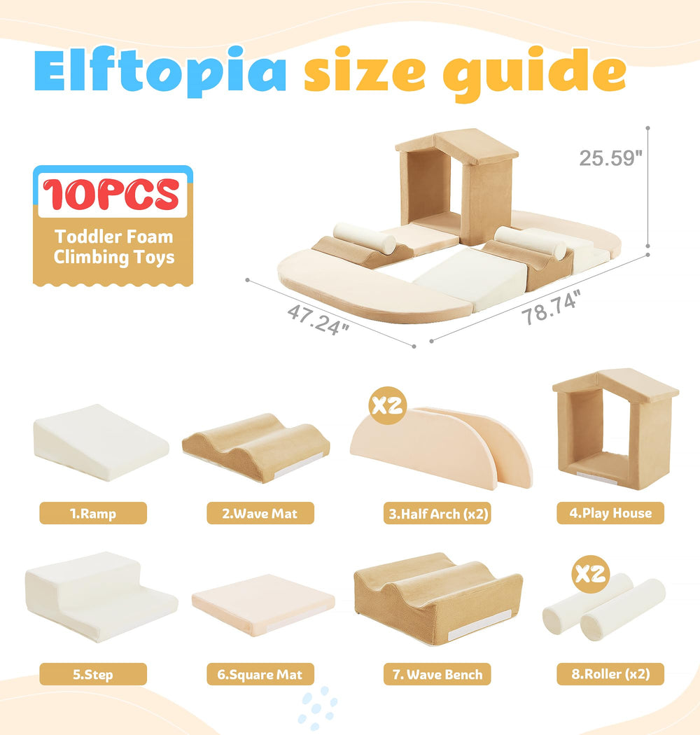 Elftopia foam blocks with ramp enabling climbing activities and motor development