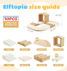 Elftopia foam blocks with ramp enabling climbing activities and motor development