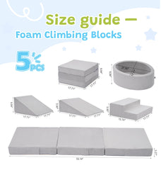 Elftopia foam climbing blocks triangular ramps in grey improve balance and coordination